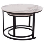 ΤΡΑΠΕΖΙ ΣΑΛΟΝΙΟΥ 2ΤΜΧ TALOS HM18140.03 ΛΕΥΚΟ ΜΕ ΚΑΦΕ ΝΕΡΑ ΚΕΡΑΜΙΚΟ TOP Φ70x45,5Υ