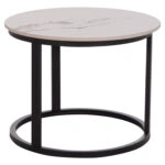 ΤΡΑΠΕΖΙ ΣΑΛΟΝΙΟΥ 2ΤΜΧ TALOS HM18140.03 ΛΕΥΚΟ ΜΕ ΚΑΦΕ ΝΕΡΑ ΚΕΡΑΜΙΚΟ TOP Φ70x45,5Υ