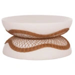 ΤΡΑΠΕΖΙ ΣΑΛΟΝΙΟΥ ANNA HM18157.02 FIBER CEMENT ΛΕΥΚΟ-ΦΥΣΙΚΟ RATTAN--Φ92x44.5Υεκ