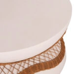 ΤΡΑΠΕΖΙ ΣΑΛΟΝΙΟΥ ANNA HM18157.02 FIBER CEMENT ΛΕΥΚΟ-ΦΥΣΙΚΟ RATTAN--Φ92x44.5Υεκ