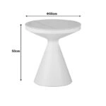 Βοηθητικό τραπέζι Coozlin Inart sintered stone σε απόχρωση λευκό μαρμάρου με λευκό μέταλλο Φ50x50εκ