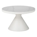 Βοηθητικά τραπέζια Coozlin Inart sintered stone σε απόχρωση λευκό μαρμάρου με λευκό μέταλλο