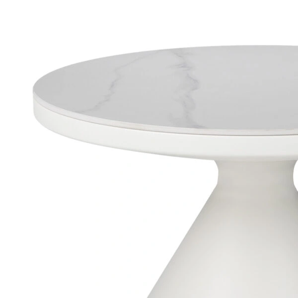 Βοηθητικά τραπέζια Coozlin Inart sintered stone σε απόχρωση λευκό μαρμάρου με λευκό μέταλλο