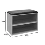 Παπουτσοθήκη-Σκαμπό Kiana  4 ζεύγων με μαξιλάρι σε καρυδί απόχρωση 60x32x44εκ