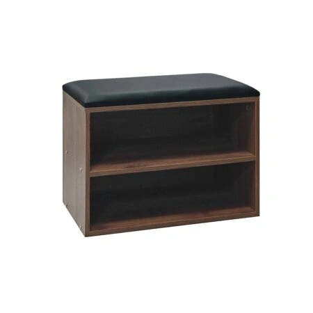 Παπουτσοθήκη-Σκαμπό Kiana pakoworld 4 ζεύγων με μαξιλάρι σε καρυδί απόχρωση 60x32x44εκ