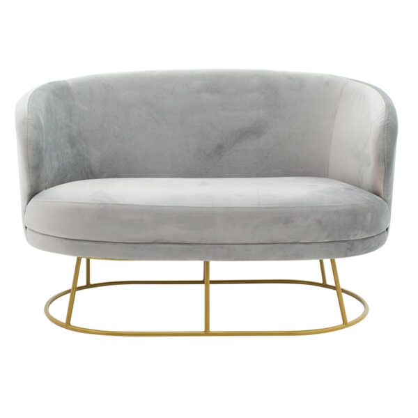 Καναπές 2θέσιος Rony  βελούδο γκρι-χρυσό 132x82x83εκ