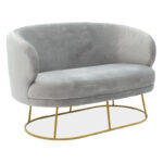 Καναπές 2θέσιος Rony  βελούδο γκρι-χρυσό 132x82x83εκ