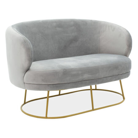 Καναπές 2θέσιος Rony pakoworld βελούδο γκρι-χρυσό 132x82x83εκ