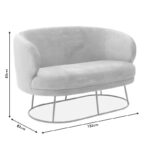 Καναπές 2θέσιος Rony  βελούδο γκρι-χρυσό 132x82x83εκ