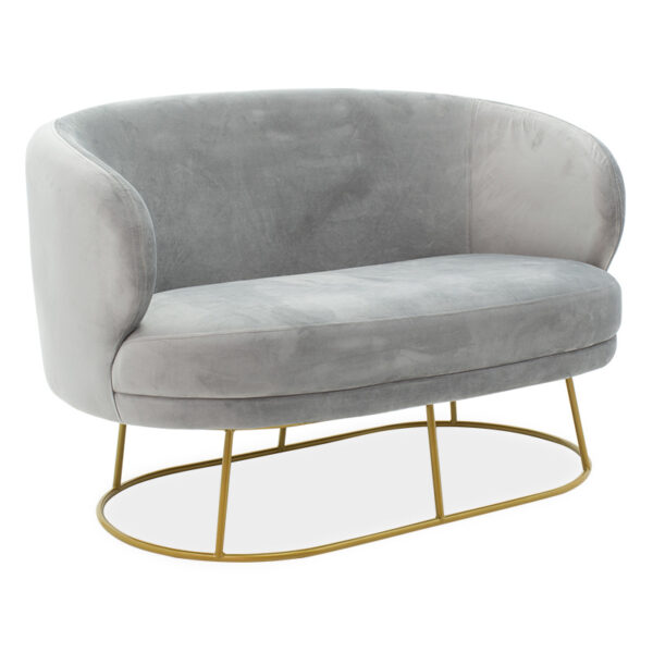 Καναπές 2θέσιος Rony  βελούδο γκρι-χρυσό 132x82x83εκ