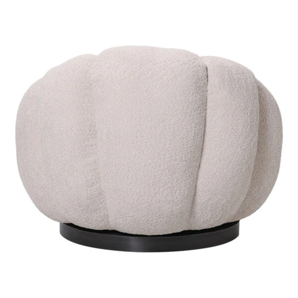 Πολυθρόνα περιστρεφόμενη με σκαμπό Nester μπουκλέ ύφασμα σε μπεζ απόχρωση 98x97x69εκ