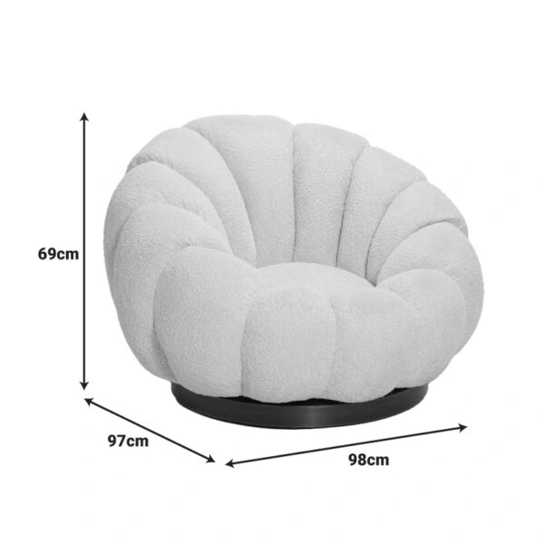 Πολυθρόνα περιστρεφόμενη με σκαμπό Nester  μπουκλέ ύφασμα σε απόχρωση σάπιο μήλο 98x97x69εκ