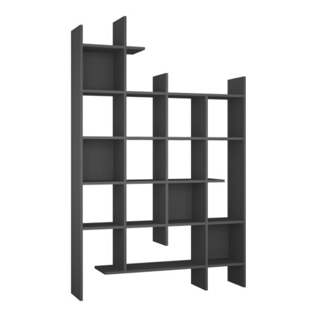 Βιβλιοθήκη Manco σε ανθρακί απόχρωση 122x25.5x188εκ