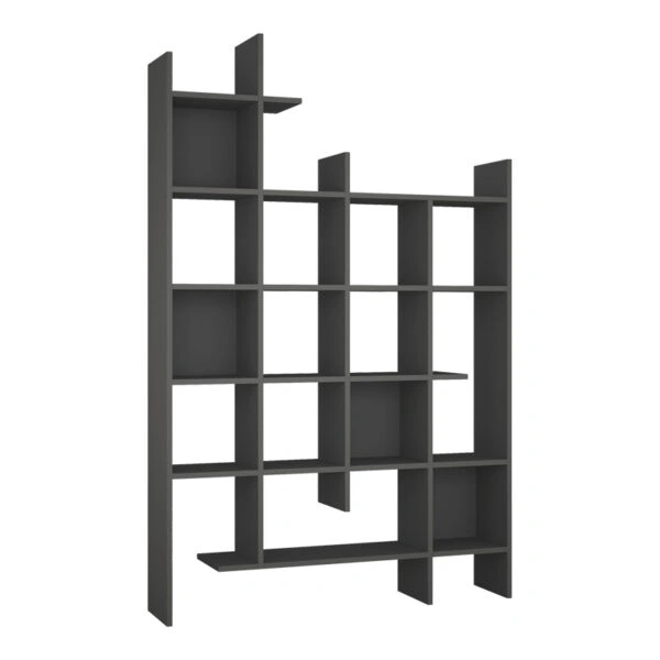 Βιβλιοθήκη Manco  σε ανθρακί απόχρωση 122x25.5x188εκ