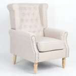 Πολυθρόνα ArteLibre OTTAVIA Μπεζ Ύφασμα 77x80x106cm