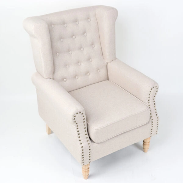 Πολυθρόνα ArteLibre OTTAVIA Μπεζ Ύφασμα 77x80x106cm