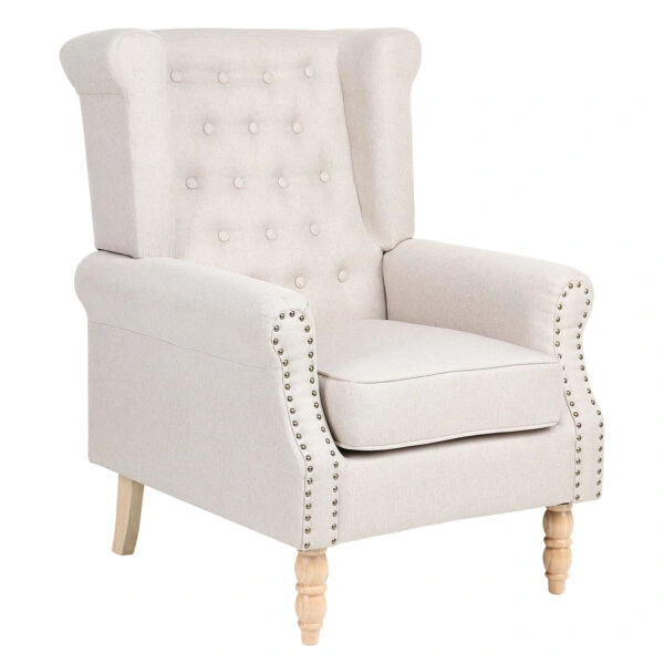 Πολυθρόνα ArteLibre OTTAVIA Μπεζ Ύφασμα 77x80x106cm