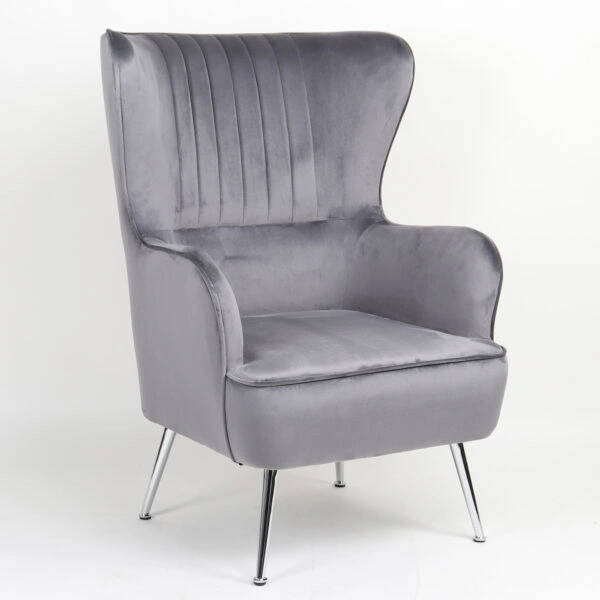 Πολυθρόνα ArteLibre VITTORIA Γκρι Βελούδο 76x79x101cm