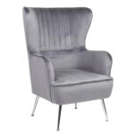 Πολυθρόνα ArteLibre VITTORIA Γκρι Βελούδο 76x79x101cm