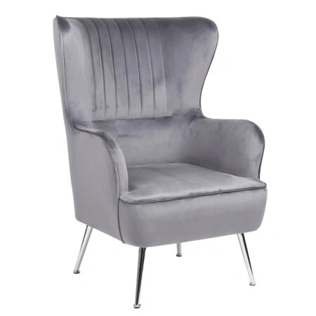 Πολυθρόνα ArteLibre VITTORIA Γκρι Βελούδο 76x79x101cm