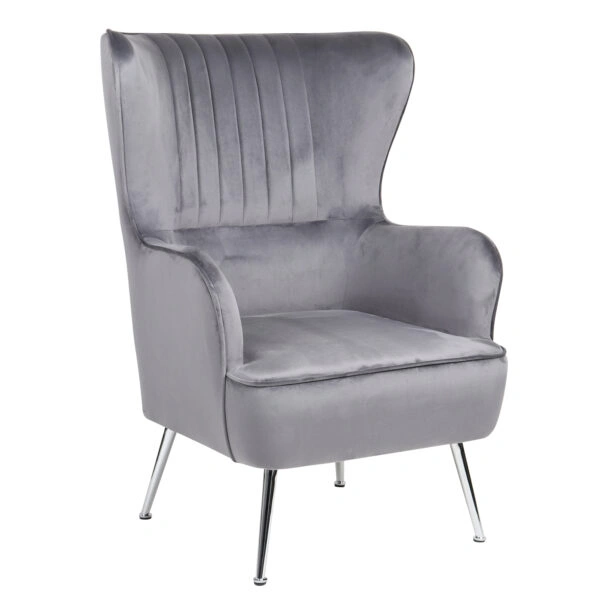 Πολυθρόνα ArteLibre VITTORIA Γκρι Βελούδο 76x79x101cm