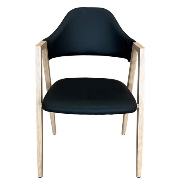 Καρέκλα Τραπεζαρίας ArteLibre SOLANA Μαύρο/Φυσικό PU/Μέταλλο 51x51x81cm