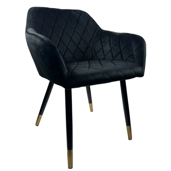 Καρέκλα Τραπεζαρίας ArteLibre ESPERANZA Μαύρο Βελούδο/Μέταλλο 56x60x81cm