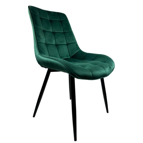 Καρέκλα Τραπεζαρίας ArteLibre BRISA Πράσινο/Μαύρο Βελούδο/Μέταλλο 53x60x85cm