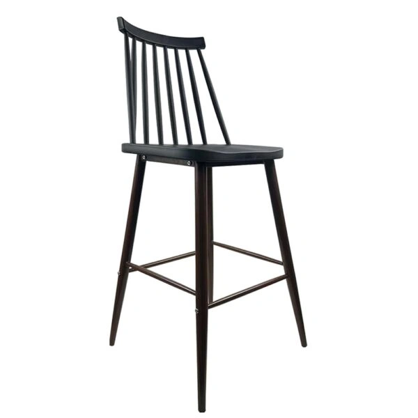 Σκαμπό Bar ArteLibre MARANTA Μαύρο/Καρυδί PP/Μέταλλο 45x46x97cm