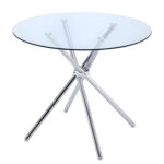 Τραπέζι Τραπεζαρίας ArteLibre PHLAX Διάφανο/Χρώμιο Γυαλί/Μέταλλο Φ120x74cm