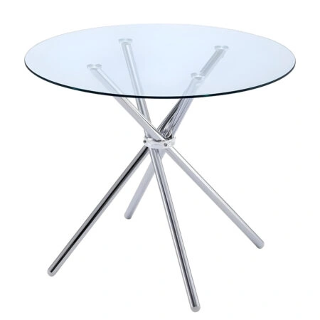 Τραπέζι Τραπεζαρίας ArteLibre PHLAX Διάφανο/Χρώμιο Γυαλί/Μέταλλο Φ120x74cm