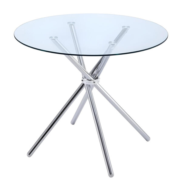 Τραπέζι Τραπεζαρίας ArteLibre PHLAX Διάφανο/Χρώμιο Γυαλί/Μέταλλο Φ120x74cm