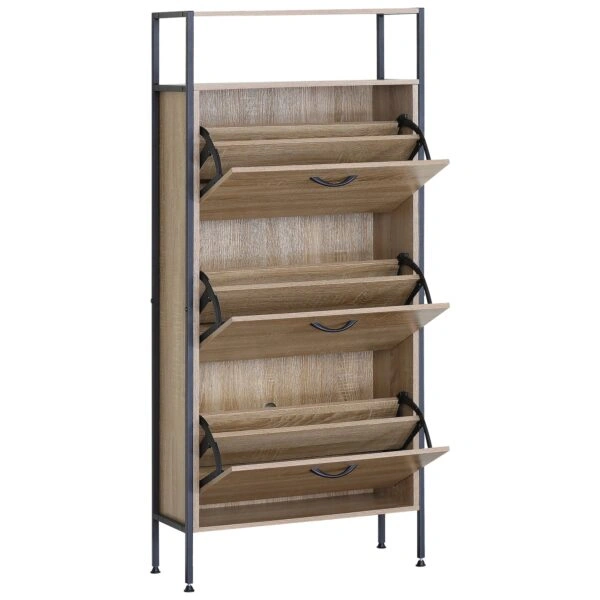 Παπουτσοθήκη ArteLibre ALDERWYN Δρυς/Μαύρο Μοριοσανίδα/Μέταλλο 63x24x141cm