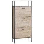 Παπουτσοθήκη ArteLibre ALDERWYN Δρυς/Μαύρο Μοριοσανίδα/Μέταλλο 63x24x141cm