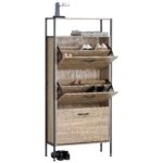 Παπουτσοθήκη ArteLibre ALDERWYN Δρυς/Μαύρο Μοριοσανίδα/Μέταλλο 63x24x141cm