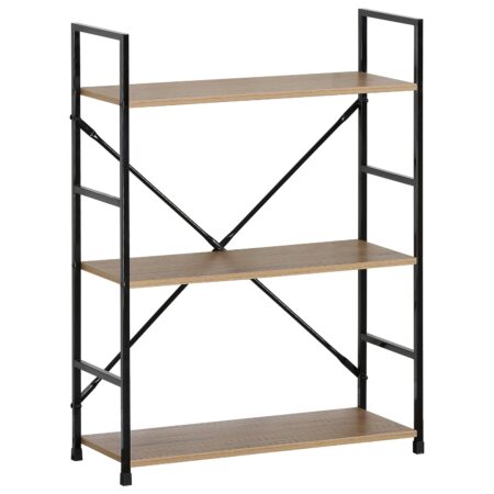 Ραφιέρα ArteLibre DARROW Με 3 Ράφια Δρυς/Μαύρο Μοριοσανίδα/Μέταλλο 58.6x23.5x80cm
