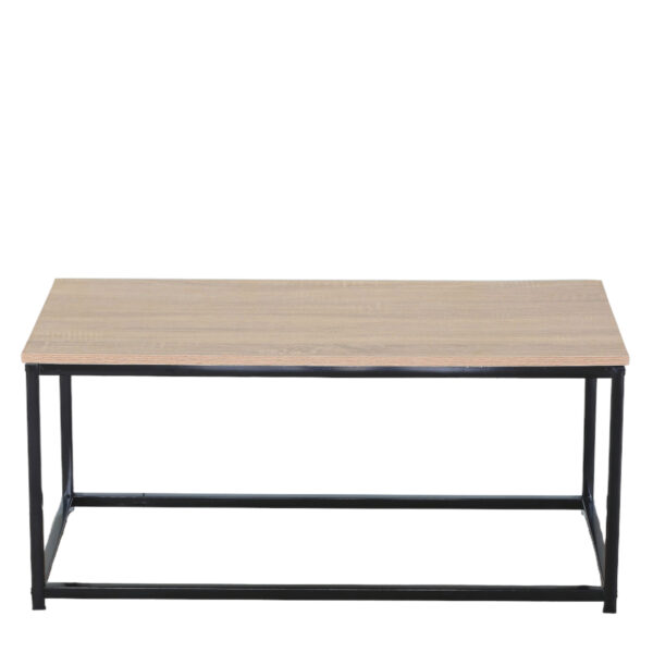 Τραπεζάκι Σαλονιού ArteLibre QUENLEY Δρυς/Μαύρο Μοριοσανίδα/Μέταλλο 90x48x40cm