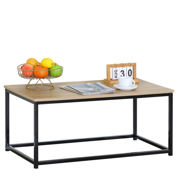 Τραπεζάκι Σαλονιού ArteLibre QUENLEY Δρυς/Μαύρο Μοριοσανίδα/Μέταλλο 90x48x40cm