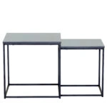 Τραπεζάκι Σαλονιού ArteLibre SOMERTON Μαύρο Μάρμαρο Μοριοσανίδα/Μέταλλο 40x40x50/35x35x45cm Σετ 2Τμχ