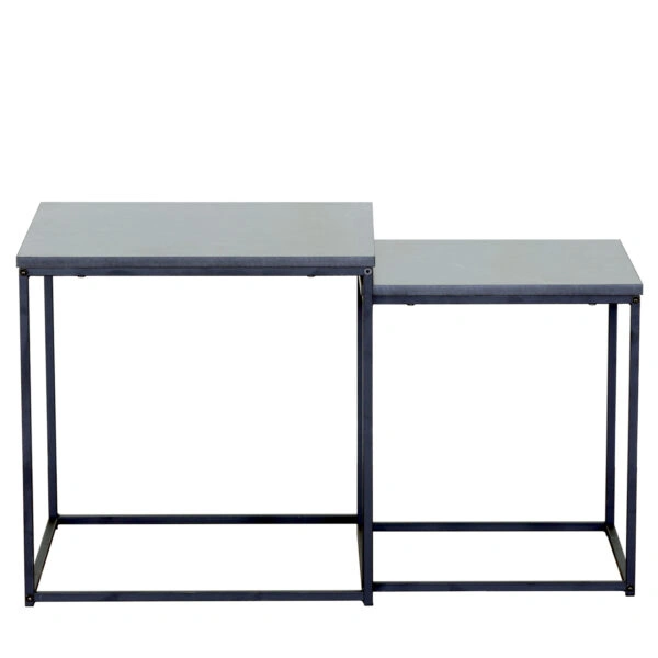 Τραπεζάκι Σαλονιού ArteLibre SOMERTON Μαύρο Μάρμαρο Μοριοσανίδα/Μέταλλο 40x40x50/35x35x45cm Σετ 2Τμχ