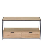 Τραπεζάκι Σαλονιού ArteLibre WEXLEY Δρυς/Μαύρο Μοριοσανίδα/Μέταλλο 100x40x50cm