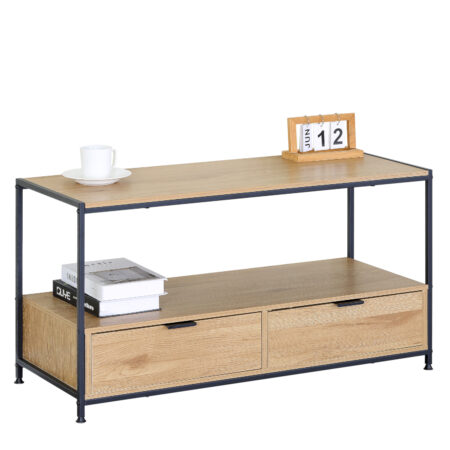 Τραπεζάκι Σαλονιού ArteLibre WEXLEY Δρυς/Μαύρο Μοριοσανίδα/Μέταλλο 100x40x50cm