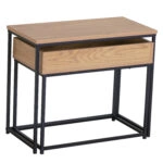 Τραπεζάκι Σαλονιού ArteLibre BELLINGTON Δρυς/Μαύρο Μοριοσανίδα/Μέταλλο 60x30x50/55x30x45cm Σετ 2Τμχ