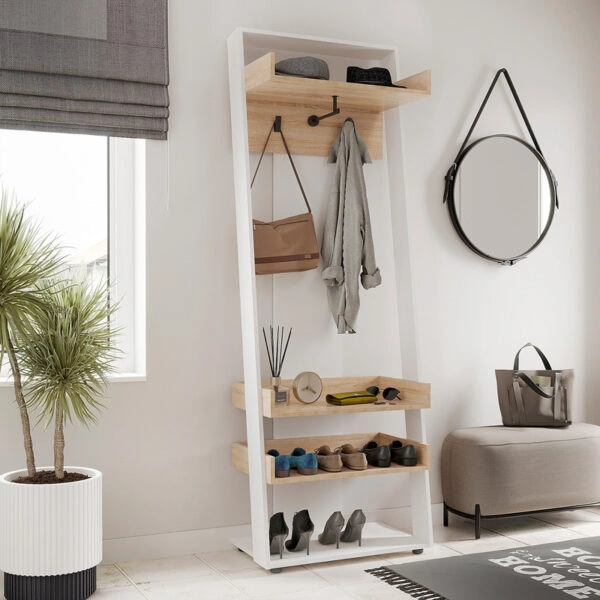 Έπιπλο εισόδου Sciove  σε λευκή-φυσική απόχρωση 70x40x200εκ