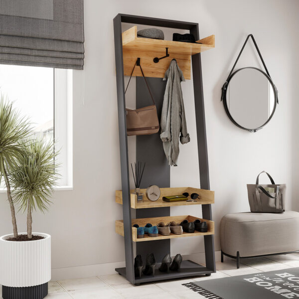 Έπιπλο εισόδου Sciove  σε ανθρακί-φυσική απόχρωση 70x40x200εκ