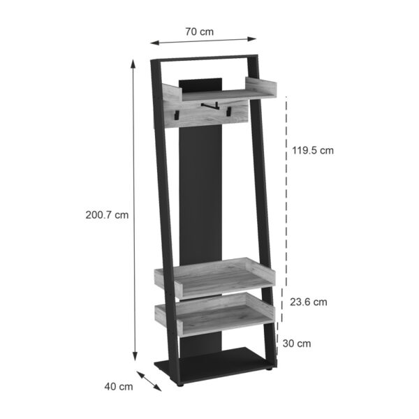 Έπιπλο εισόδου Sciove  σε ανθρακί-φυσική απόχρωση 70x40x200εκ