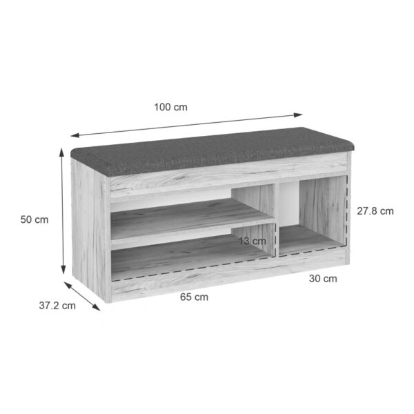 Έπιπλο εισόδου- σκαμπό- παπουτσοθήκη Oriental  σε oak απόχρωση 100x37.2x50εκ
