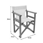 Καρέκλα-πολυθρόνα σκηνοθέτη Retto μασίφ ξύλο οξιάς καρυδί-πανί εκρού