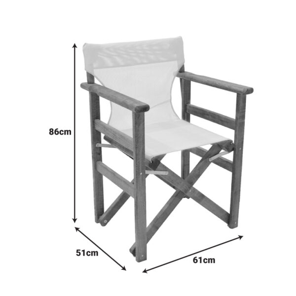 Καρέκλα-πολυθρόνα σκηνοθέτη Retto μασίφ ξύλο οξιάς καρυδί-πανί εκρού