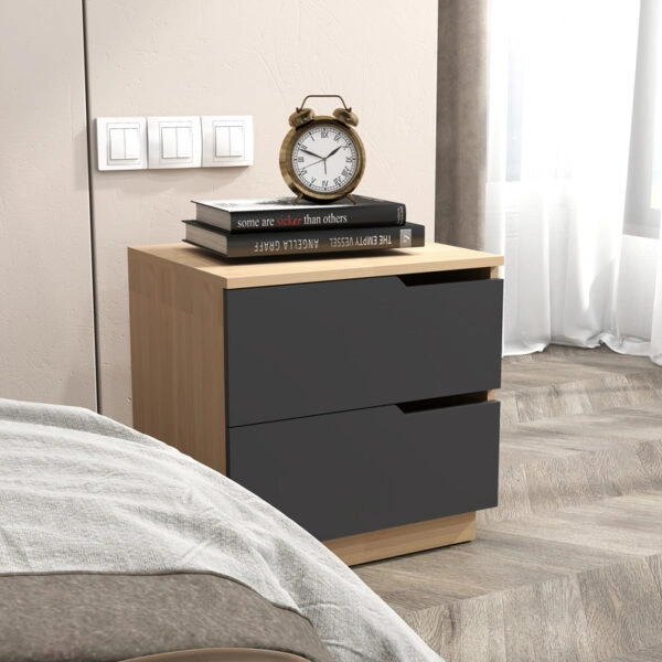 Κομοδίνο Verena  σε φυσική-ανθρακί απόχρωση 48x40x48εκ